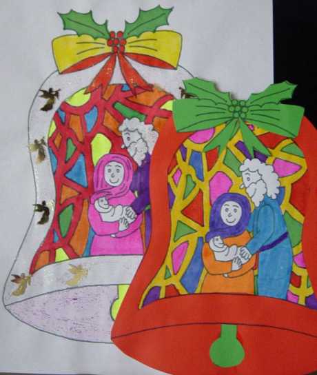 Emulatie Nuttig abstract Kerstklok Jozef en Maria glas in lood